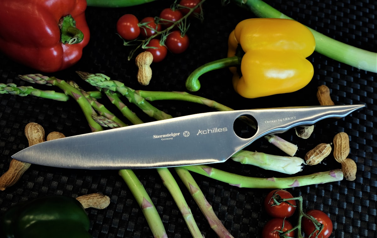 Forged knife on dark surface