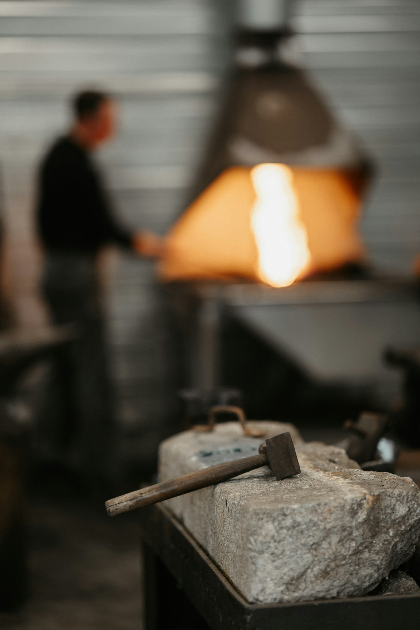 Glowing metal pulled from the forge